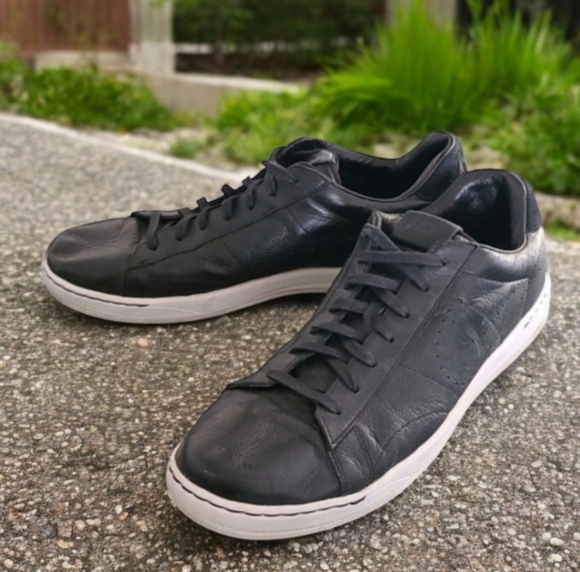 NIKE Black Leather Sneakers Mens Size 13 Tennis Ultra Monochrome Minimalist